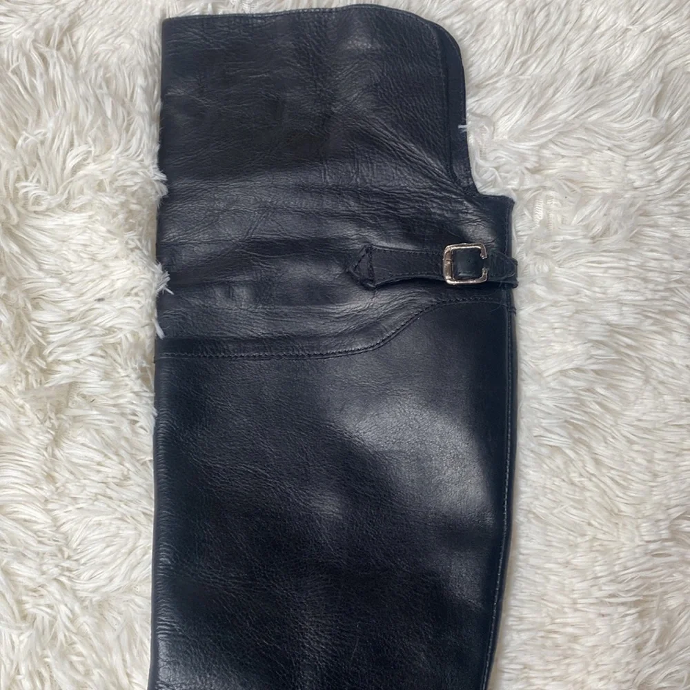 Steve Madden Black Over The Knee Leather Riding Boots Size 6.5